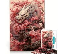 Sakura Dragon Chinese Jigsaw Puzzle for Adults 1000 Pieces Mind Puzzle Calm Pastime Image Assembly Lovely Present (38x26cm)