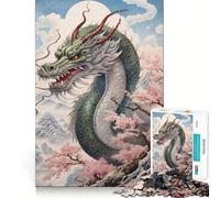 Sakura Dragon Chinese Jigsaw Puzzles for Adults1000 Piece Brain Teaser Home Leisure Image Assembly Birthday Gift (38x52cm)