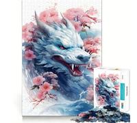 Sakura Dragon Chinese Jigsaw Puzzles for Adults1000 Pieces Memory Boost Together Fun Image Assembly Art Collectible (50x75cm)