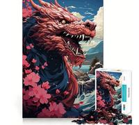 Sakura Dragon Japanese 1000 Piece Jigsaw Puzzles for Teenagers Jigsaw Enhance Memory Cozy Relax Firm Cut Festive Gift (38x26cm)