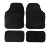 Sakura Floor Mats For Cars SS5460 - 'Flux' Black Carpet Purple Stitching - Full Set Of 4 Universal Fit - Hard-Wearing Pile, Anti-Slip Backing, UK Made, Heelpad