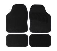 Sakura Floor Mats For Cars SS5462 - 'Flux' Black Carpet Dark Blue Stitching - Full Set Of 4 Universal Fit - Hard-Wearing Pile, Anti-Slip Backing, UK Made, Heelpad