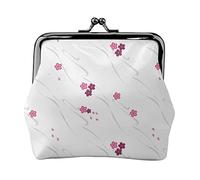 Sakura Flowers Flowing in River Women's Leather Coin Purse, Small Change Pouch with Kiss-Lock Clasp Closure Buckle Wallet for Girl Gift