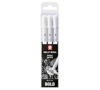 Sakura Gelly Roll 3 x Bright White pens in case, Bold, size 10