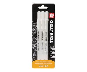 SAKURA Gelly Roll Basic Set - Pack of 3 Bright White Gel Pens - Sizes 05 Fine, 08 Medium, 10 Bold - Smooth, Waterproof & Fade Resistant Gel Ink - Perfect for Hand Lettering & Crafts
