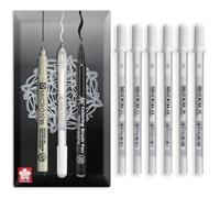 SAKURA Gelly Roll Basic White Gel Pen | Opaque Waterproof White Ink, No Bleed or Smear | Smooth Flow for Drawing, Highlights & Dark Paper | 05, 08, 10 Nibs | Pack of 6 in Envelope Gift Packaging