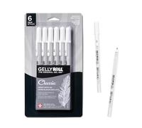 SAKURA GELLY ROLL Classic Gel Pens, Opaque White Ink, Ass't Tips 05/08/10, 6 PK 57461
