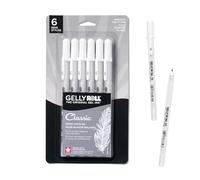 Sakura Gelly Roll Gel Pens, White, Assorted 08/10 Tip, 6 Pack | Ink Pens for Journaling, Art, Calligraphy, or Drawing, Classic White Ink, Opaque, Bright & Japanese Quality