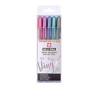 SAKURA Gelly Roll Gold Shadow Glitter Gel Pen Set of 5 | Special Metallic | Pens for Writing, Drawing, Journalling & Crafts