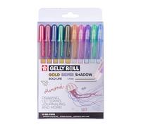 SAKURA Gelly Roll Gold & Silver Shadow Glitter Gel Pen Set of 10 | Special Metallic Effect | Pens for Writing, Drawing, Journalling & Crafts