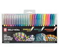 SAKURA Gelly Roll Mixed Set of 24, Assorted Colors & Effects | Glitter, Metallic & Fluorescent Gel Pens for Writing & Drawing
