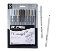 SAKURA Gelly Roll Moonlight Gel Pens – 10 Bold point, Opaque Gray Ink, Writes on Dark Paper, 10 PK