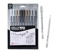 SAKURA Gelly Roll Moonlight Gel Pens, 10 Bold point, Opaque Gray Ink, Writes on Dark Paper, 10 PK 50648