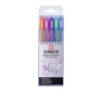 SAKURA Gelly Roll Silver Shadow Gel Pen Set - 5 Colours - Metallic Silver with Vibrant Borders - Smooth Writing - 0.7 mm Line Width - Perfect for Invitations & Cards