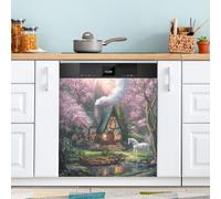 Sakura Hakuba Cottage Dishwasher Magnet Cover for Door Front, Large Metal Decorative Kitchen Dishwasher Panel Decal Refrigerator Magnetic Decor Sticker 58 x 66 CM