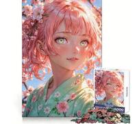 Sakura Harmony︰ Anime Girl with Pink Hair Jigsaw Puzzles for Adults1000 Pieces Smart Game Quiet Calm Pattern Assembly Amazing Present (38x52cm)