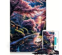 Sakura Japan Landscape Hard Jigsaw Puzzle for Adults 1000 Pieces Mind Challenge Toy Gentle Leisure Precise Cut Memorable Gift (38x52cm)