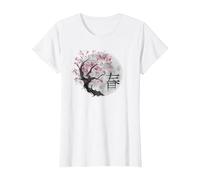 Sakura Japanese Cherry Blossom Tree Kanji Asian Art T-Shirt, Women, White, Large