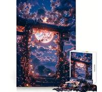 Sakura Japanese Moon Night Hard Jigsaw Puzzle for Adults 1000 Pieces Mind Puzzle Calm Relax Art Assembly (38x52cm)