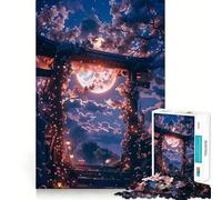 Sakura Japanese Moon Night Hard Jigsaw Puzzle for Adults 1000 Pieces Mind Puzzle Calm Relax Art Assembly (38x52cm)