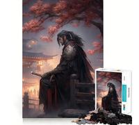 Sakura Japanese Samurai Jigsaw Puzzle for Adults 1000 Pieces Mind Puzzle Calm Pastime Image Assembly Lovely Present (50x75cm)