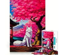Sakura Kitsune Fox 1000 Piece Jigsaw Puzzles for Adults Jigsaw Mind Play Home Pastime Clean Edge Lovely Present (38x52cm)