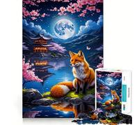 Sakura Kitsune Fox 1000 Piece Jigsaw Puzzles for Adults Teenagers Solid Logic Toy Quiet Fun Precision Cut Santa Wish Pick (38x26cm)
