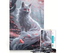 Sakura Kitsune Fox Hard Jigsaw Puzzle for Adults 1000 Pieces Improve Memory Relaxed Mind Sharp Edge Stylish Gift (38x26cm)