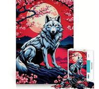 Sakura Kitsune Fox Jigsaw Puzzle 1000 Piece for Adults Mind Game Toy Peaceful Fun Neat Cut Art Collection Piece (38x26cm)