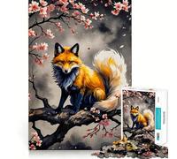 Sakura Kitsune Fox Jigsaw Puzzle for Adults 1000 Pieces Mental Logic Toy Soothing Fun Firm Cut Warm Surprise (38x26cm)