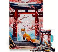 Sakura Kitsune Fox Jigsaw Puzzles for Teenagers 1000 Piece Recall Upgrade Calm Relax Clear Cut Art Collection Piece (38x26cm)