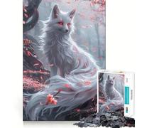 Sakura Kitsune Fox Jigsaw Puzzles for Teenagers 1000 Pieces Recall Boost Gentle Relax Smooth Cut Stylish Gift (38x52cm)