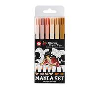 SAKURA Koi Coloring Brush Pen Manga Set of 6, Assorted Colors | Brush Markers for Cartoons & Illustrations