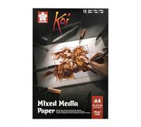 Sakura Koi Mixed Media Paper Pad - A4 21x29.7cm - 290g - 12 Sheets - Extra White Ultra-Smooth Surface for Watercolours, Markers, Gel Pens, Gouache, Ink, Charcoal, Pencil - 100% Cellulose