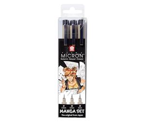 SAKURA Manga - Pigma Micron Fineliner Set - 3 Sizes Black - Ideal for Technical & Artistic Drawings - Professional Manga Tool with 01, 05, 08 Pens