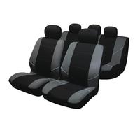 Sakura 'Merton' Black/Grey Seat And Headrest Covers BY0802 - Full Set Universal Fit Elasticated Hems Side Airbag Compatible Machine Washable