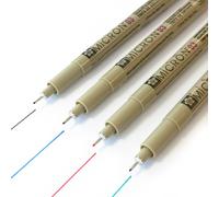 Sakura Micron Pigment Fineliners 0.3mm Black, Blue, Red, Green Pack of 4
