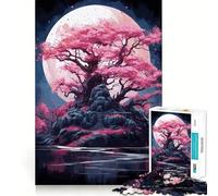 Sakura Moon Tree 1000 Piece Jigsaw Puzzle for Teenagers Strong Logic Toy Serene Time Clear Edge Creative Gift (38x26cm)