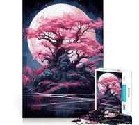 Sakura Moon Tree 1000 Piece Jigsaw Puzzles for Teenagers Jigsaw Think Toy Together Fun Sharp Cut Art Collectible (38x52cm)