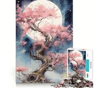 Sakura Moon Tree 1000 Pieces Jigsaw Puzzles for Adults Fine Logic Toy Leisure Time Neat Edge Art Collectible (50x75cm)