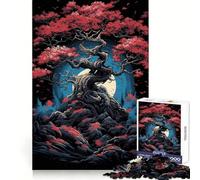 Sakura Moon Tree 1000 Pieces Jigsaw Puzzles for Adults Improve Memory Peaceful Fun Sharp Edge (38x52cm)