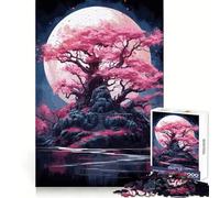 Sakura Moon Tree Hard Jigsaw Puzzle for Adults 1000 Pieces Fine Logic Toy Calm Fun Neat Edge Thoughtful Gift (50x75cm)