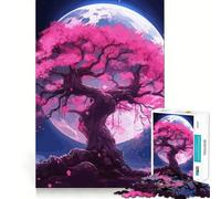 Sakura Moon Tree Hard Jigsaw Puzzle for Adults 1000 Pieces Intellect Toy Cozy Time Quality Cut (38x52cm)
