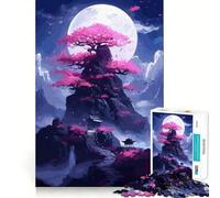 Sakura Moon Tree Hard Jigsaw Puzzle for Adults 1000 Pieces Intellect Toy Cozy Time Quality Cut (50x75cm)