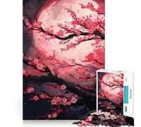 Sakura Moon Tree Jigsaw Puzzles 1000 Pieces for Adults Strengthen Recall Calm Mind Quality Edge Warm Surprise (50x75cm)