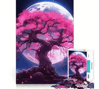 Sakura Moon Tree Jigsaw Puzzles 1000 Pieces for Adults Strengthen Recall Calm Mind Quality Edge Warm Surprise (50x75cm)