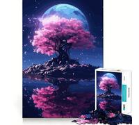 Sakura Moon Tree Puzzle for Teenagers 1000 Pieces Smart Reason Toy Stress Release Sharp Edge Birthday Gift (50x75cm)