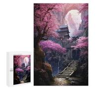 Sakura Mountain Monastery, 1000 PCS Jigsaw Puzzle for Adults, Seasonal Gift, with A Decorative Finished Picture