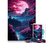 Sakura Night Tokyo Geisha Jigsaw Puzzles 1000 Pieces for Adults Memory Gain Anxiety Relief Design Assembly Artistic Gift (50x75cm)