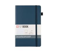 Sakura Notebook hardcover Squared Large Dark Indigo, 80 Sheets FSC-Certified Paper, Grid Journal, Elastic Closure, and Extra Pocket, 21 x 14 cm